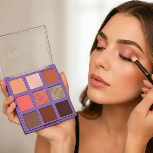 Paleta Tono 04 Sombras de Ojos X9 Tonos Brillante Mate Maquillaje Rostro Veoquiero