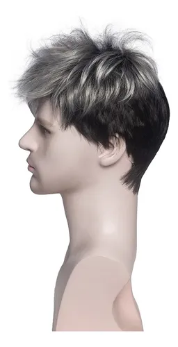 Peluca Hombre Con Textura Degradada Gris Plateado