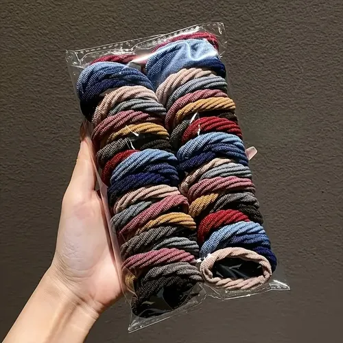 Pack 100 Colitas Elásticas Para El Pelo Multicolored Liso