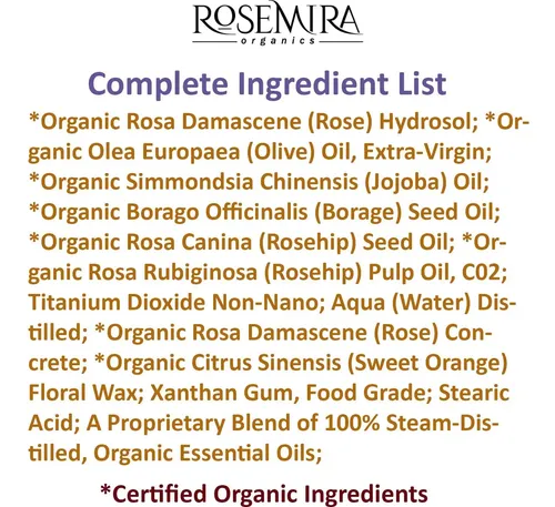 Crema Solar Facial Orgánica Rosemira 28.35 G Spf 20