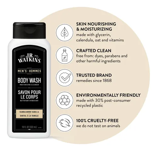 Jabón Corporal J.r. Watkins Para Hombre, Sandalwood, Vainill
