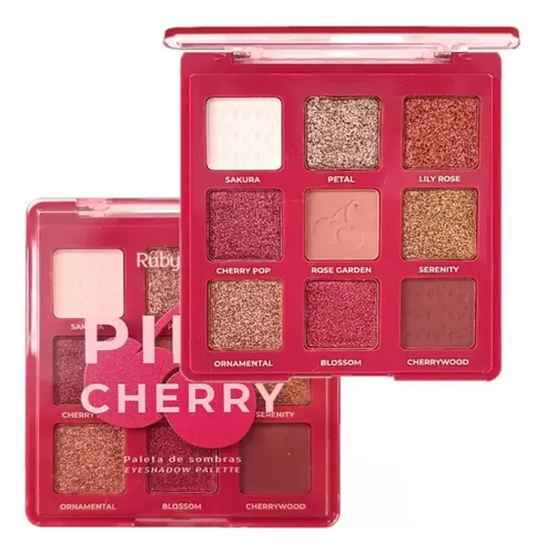 Paleta 9 Sombras Matte Satinadas Pink Cherry Ruby Rose Cereza Rosa