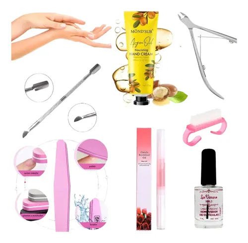 Kit Cuidado Básico De Manos Uñas Cutícula Crema Lima Aceites
