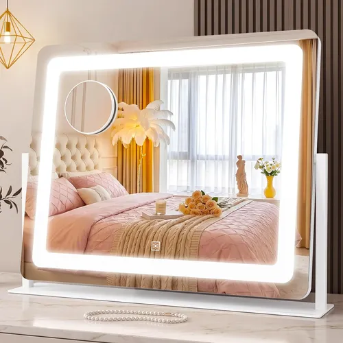 Espejo De Maquillaje Con Luces Led 56x43cm Blanco