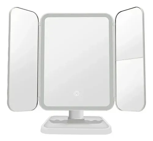 Espejo Maquillaje Led Ajustable Recargable Tactil Triptico