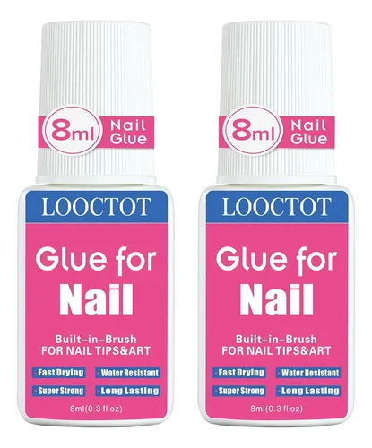 Pegamento Para Uñas Postizas Con Pincel 8ml X2 Fuerte