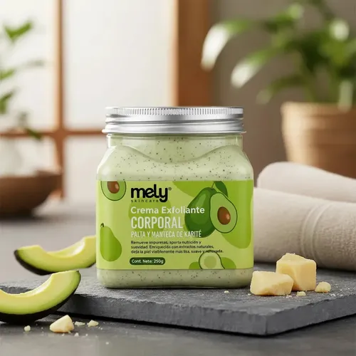 Crema Exfoliante Corporal Mely Pote Cuidado Suave 350g Palta Y Manteca De Karite