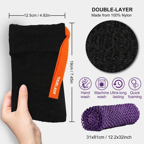 Bolsa Exfoliante Para Jabón X2 Colores Negro Y Violeta