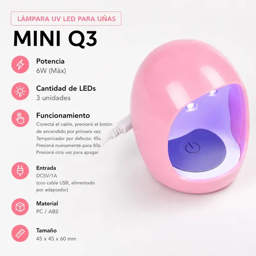 Mini Cabina Uv Led Uñas Dedos 5w Esculpidas Gelificadas Semi