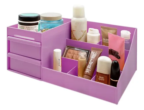 Organizador Maquillaje Cremas Escritorio Cajones . Color Lila