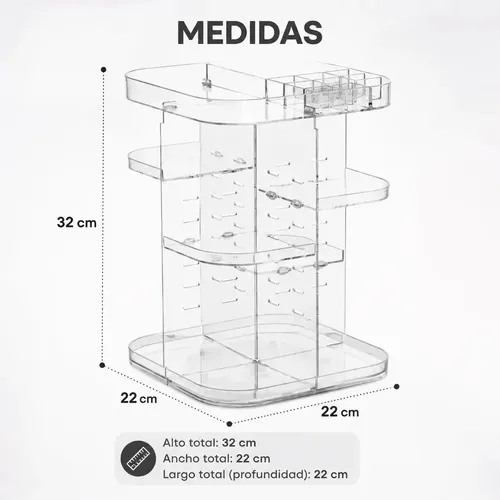 Organizador Acrílico Porta Cosméticos Maquillaje Removible Portacosmeticos Adaptable Dormitorio Baño Tocador Esmaltes