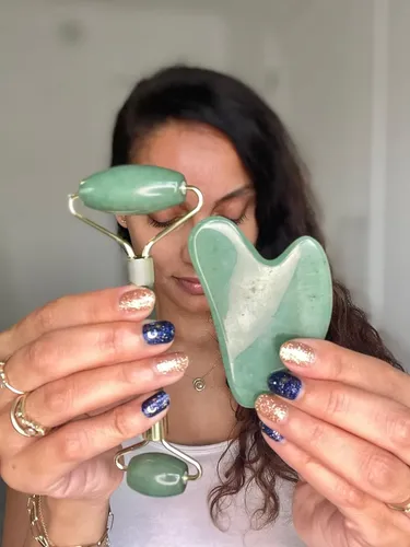Herramienta De Masaje Jade Roller Gua Sha Para El Cuidado De