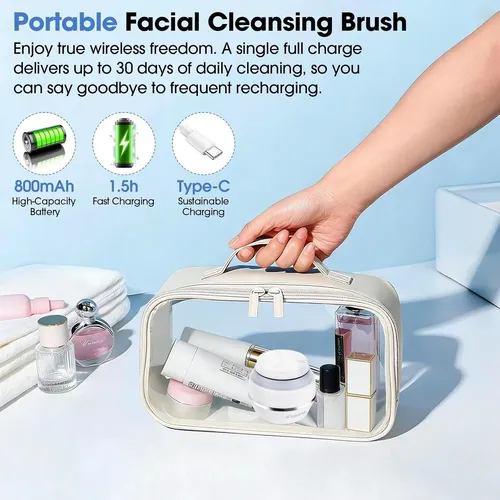 Limpiador Facial Eléctrico Recargable Con 6 Modos Y 3 Luces