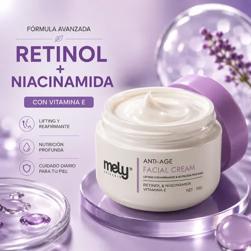 Crema Facial Anti Age Mely Retinol Niacinamida Vit E 50g