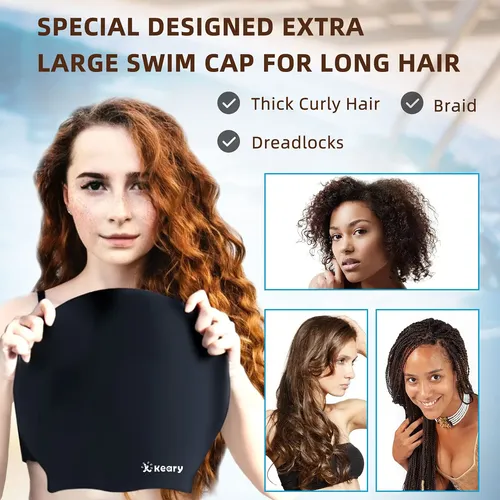 Gorro De Baño Extra Grande Para Trenzas Y Dreadlocks, Negro Black Xl