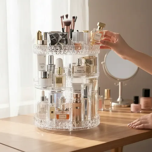 Organizador Maquillaje Giratorio Acrílico Transparente Grand