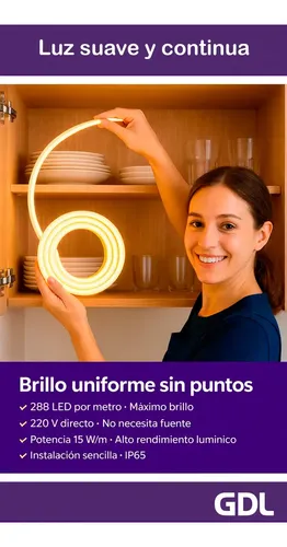 Tira LED GDL ILUMINACION led cob blanca cálida 3m IP55