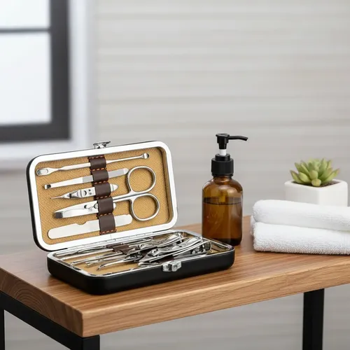 Kit De Manicura Y Pedicura Estuche Portátil Cortaúñas ~