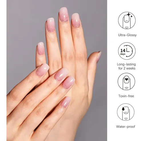 Tiras De Uñas De Gel Danni & Toni Semi Curadas Rosa Blanco D