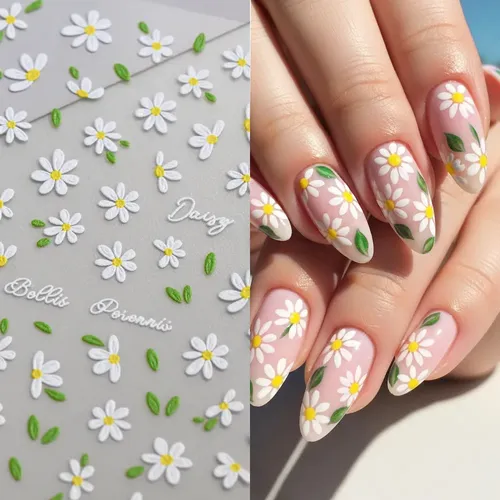 Adhesivos Para Uñas Con Motivos Florales De Estilo Dulce[u]