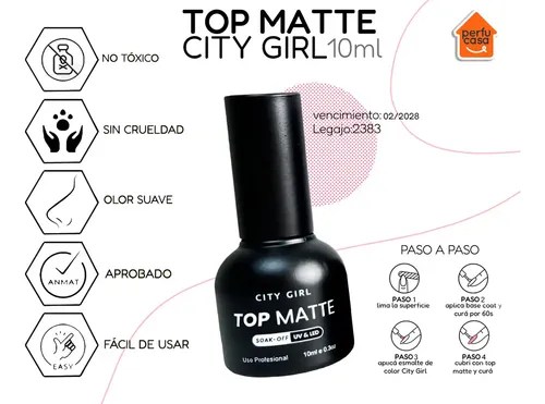 Esmalte Top Coat Efecto Matte Semipermanente City Girl 10ml
