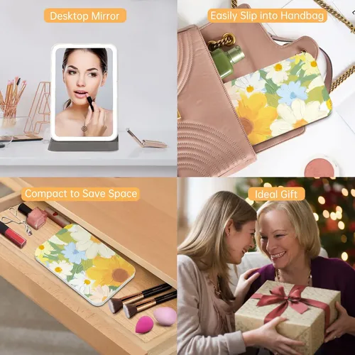 Espejo De Maquillaje Recargable De Viaje Iluminado Con Pu Le