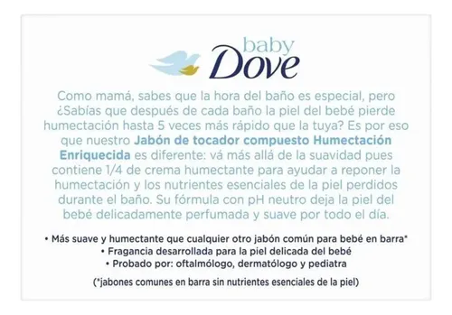 Dove Baby Jabon Barra Hipoalergénico Humec Sensible X 3 Unid