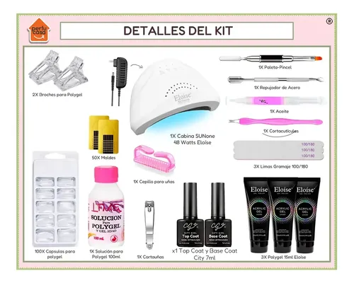 Kit Uñas Esculpidas Polygel Uv Semipermanente Set Completo