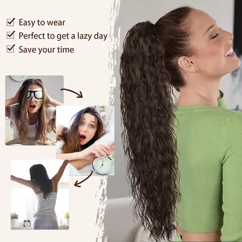 Extensión Coleta Alta Larga Rizada Sin Dañar Cabello Natural