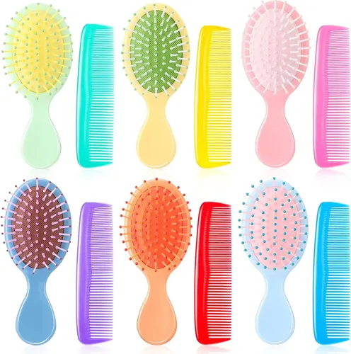 Set De 12 Mini Cepillos Y Peines Para Cabello Mojado