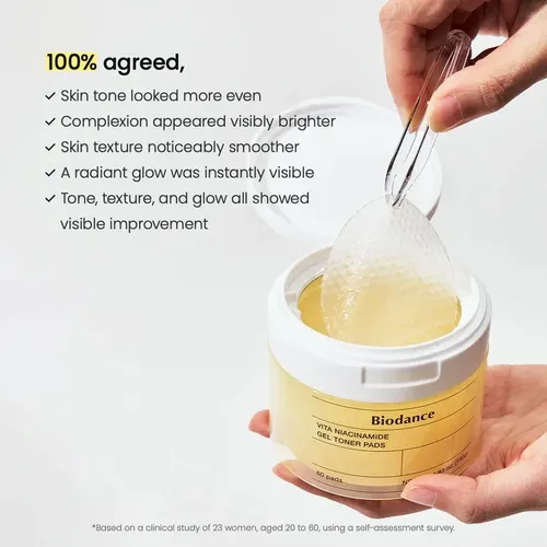 Biodance Vita Niacinamide Gel Toner Pads [140g X 60discos] Todo Tipo De Piel Día/noche