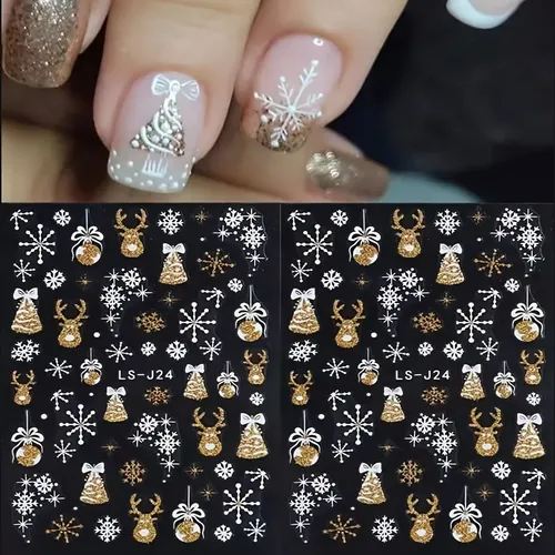 + 4 Pegatinas Navideñas For Uñas, Elementos Reflectantes –