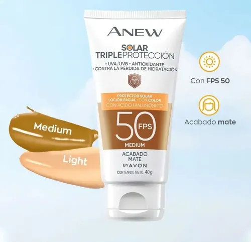 Protector Solar Color Facial Fps 50 Medium Anew Hialuronico