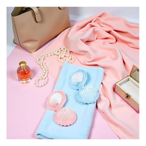 Set De 2 Mini Cepillos Plegables Concha Para Cabello Peinado