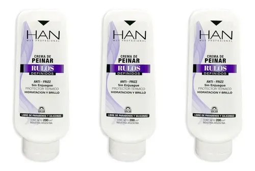 Han Crema Peinar Rulos Definido Antifrizz 200ml X 3 Unidades
