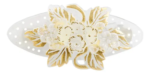 Hebillas Flor Doradas Transparentes | Pack X 12 Unidades