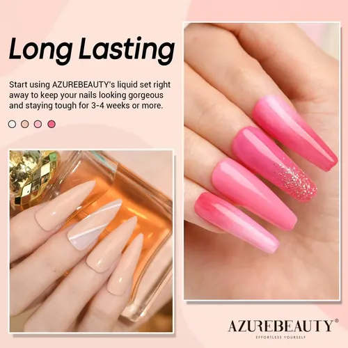 Set De Pintura Base En Polvo Para Uñas Azurebeauty, 15 Ml