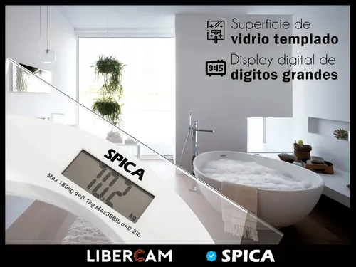 Balanza De Baño Vidrio Pantalla Digital 180kg Spica BA-100 Cuadrada Color Trasparente