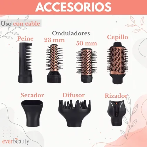 Secador De Cabello Multifunción 7-en-1 Everbeauty Eb-966 Negro