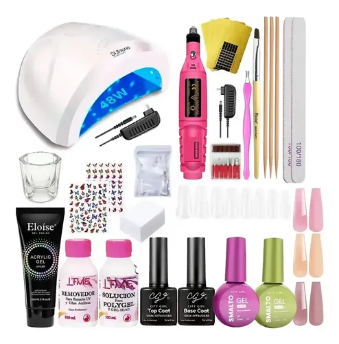 Kit Manicura Uñas Esculpidas Polygel Semipermanente Uv Led