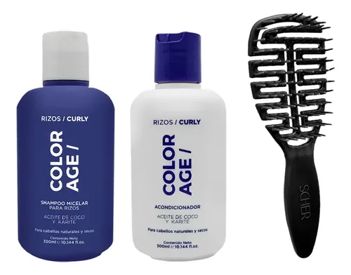 Kit Color Age Rizos Shampoo + Acond. + Cepillo Flexible