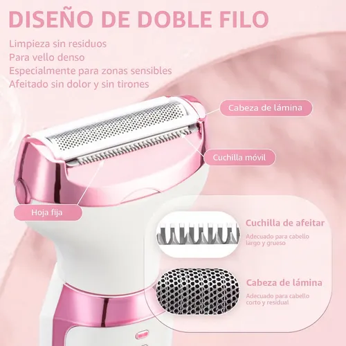 Depiladora Eléctrica 5 En 1 Facial Bikini Mujer Rosa For