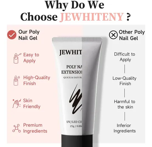 Set Gel Uñas Poly Jewhiteny 75g Base Top Coat Uv