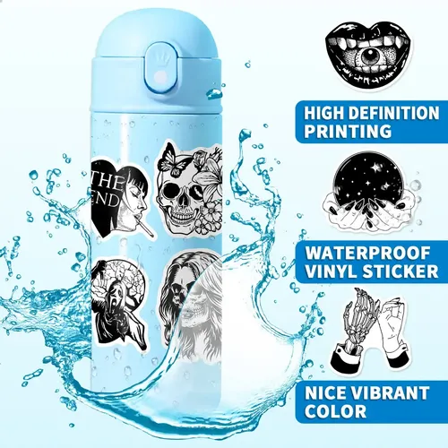 Gótico Negro Blanco Aesthetic 50 Calcomanías Pvc Vs Agua