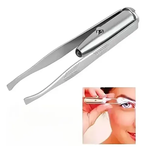 Pinza Para Cejas Acero Inoxidable Con Luz Led