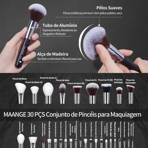 Kit De 30 Brochas De Maquillaje Profesionales Para Maquillaj Negro
