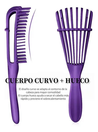 Cepillo De Cabello Para Rizado, 2 Piezas, Azul Y Morado