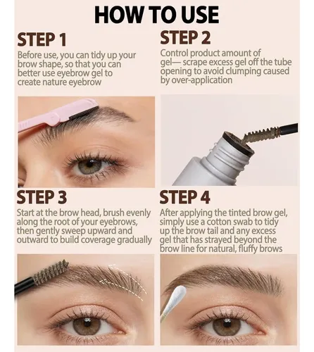 Gel Tintado Para Cejas Coffee Brown 2x, Impermeable, Larga