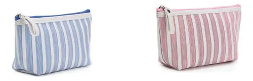 2 Bolsas De Maquillaje Sencillas A Rayas, Bolsa De Aseo