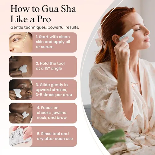 Guasha Facial Acero Inoxidable Masajeador Drenaje Linfático